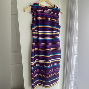 Calvin Klein Sheath Dress Multicolor Stripe Size 6 Women’s Office Business Scuba